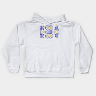 Ukrainian motive. Folk embroidery yellow blue Kids Hoodie